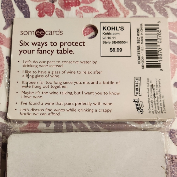 Someecards 6 Pack Assorted Wine Drink Coasters by 30 Watt Funny Sarcastic NWT - Picture 6 of 6